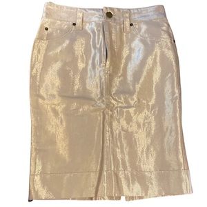 Metallic gold pencil skirt